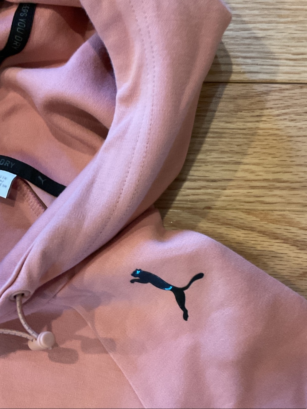 Puma Evostripe Dusty Rose Pullover Moto Hoodie small athletic travel EUC - Picture 10 of 16